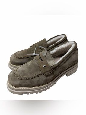 La Canadienne Donny Shearling Suede Waterproof Penny Loafer Caribou 9 Italy